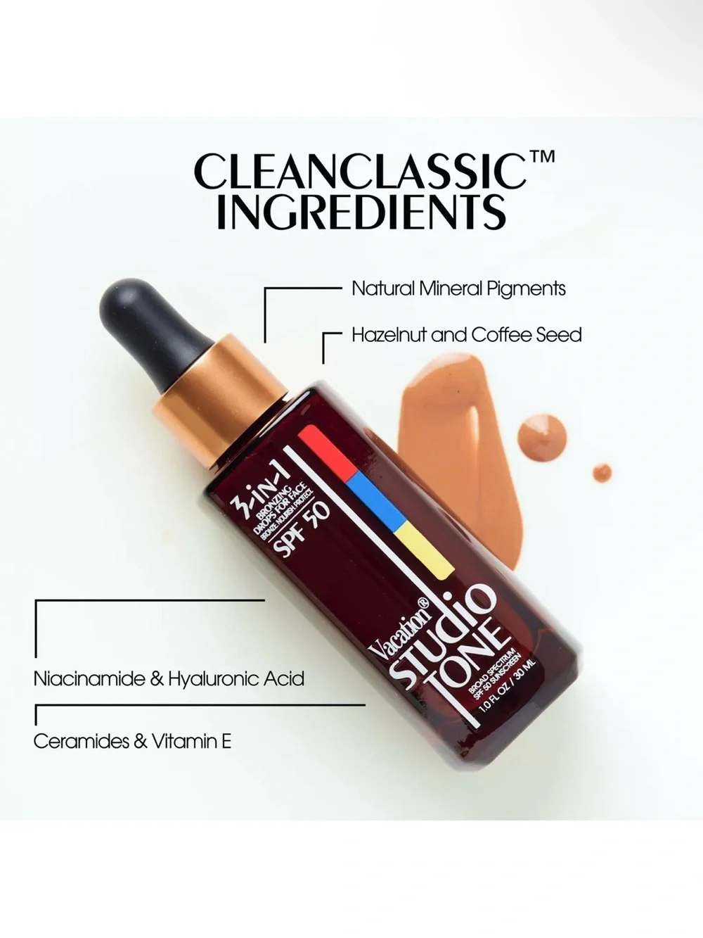 Vacation Studio Tone 3 In 1 Bronzing Drops For The Face SPF 50 1oz